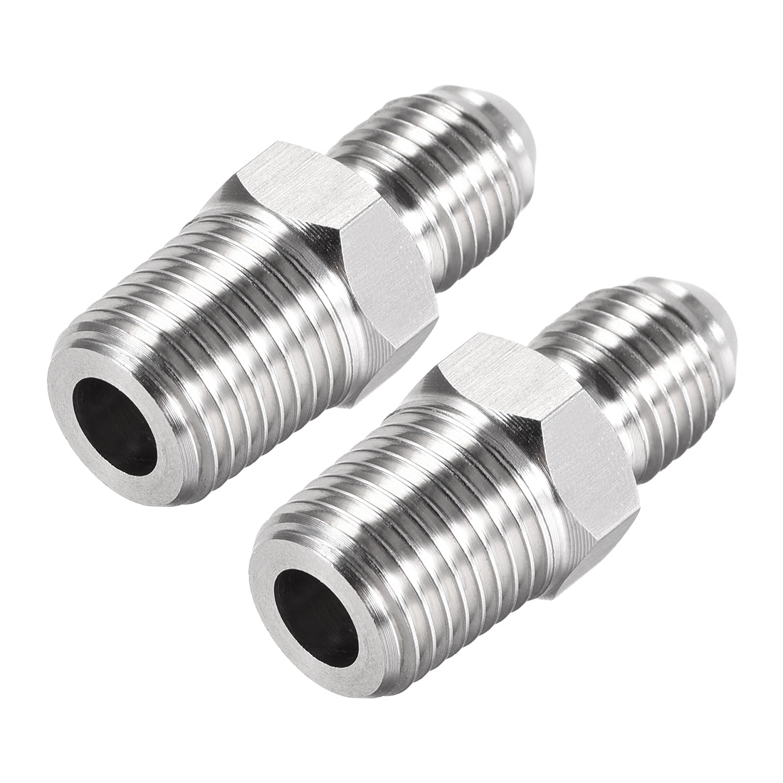 Uxcell Uxcell Hex Nipple 1/2 NPT x 3/4-16UNF 304 Stainless Steel Pipe Tube Fitting 2Pcs