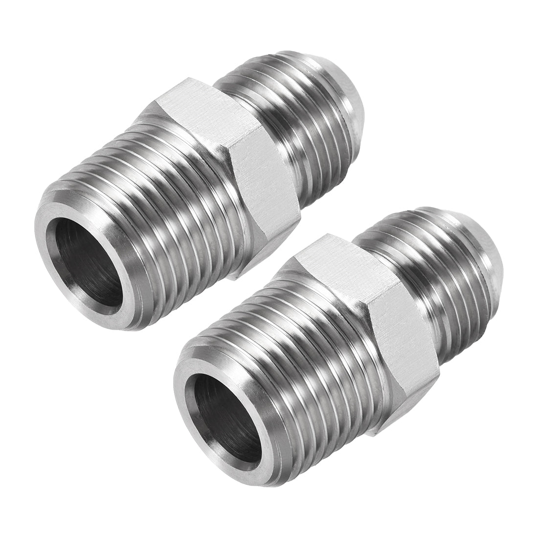 Uxcell Uxcell Hex Nipple 1/2 NPT x 3/4-16UNF 304 Stainless Steel Pipe Tube Fitting 2Pcs