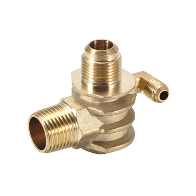 Harfington Uxcell Air Compressor Check Valve 90 Degree Right Male Threaded Removable Brass G1/2" x 3/4"-16UNF x M10