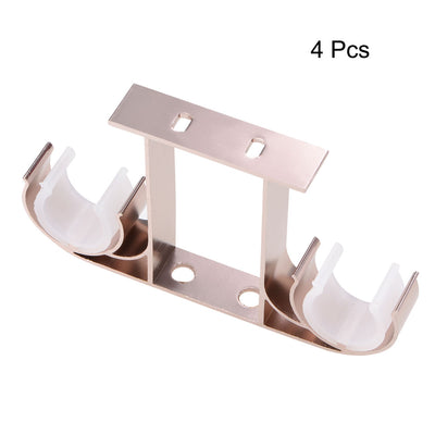 Harfington Uxcell Curtain Rod Bracket Aluminum Alloy Double Holder Support for 24mm Drapery Rod, 141 x 80 x 19mm Rose Gold 4Pcs