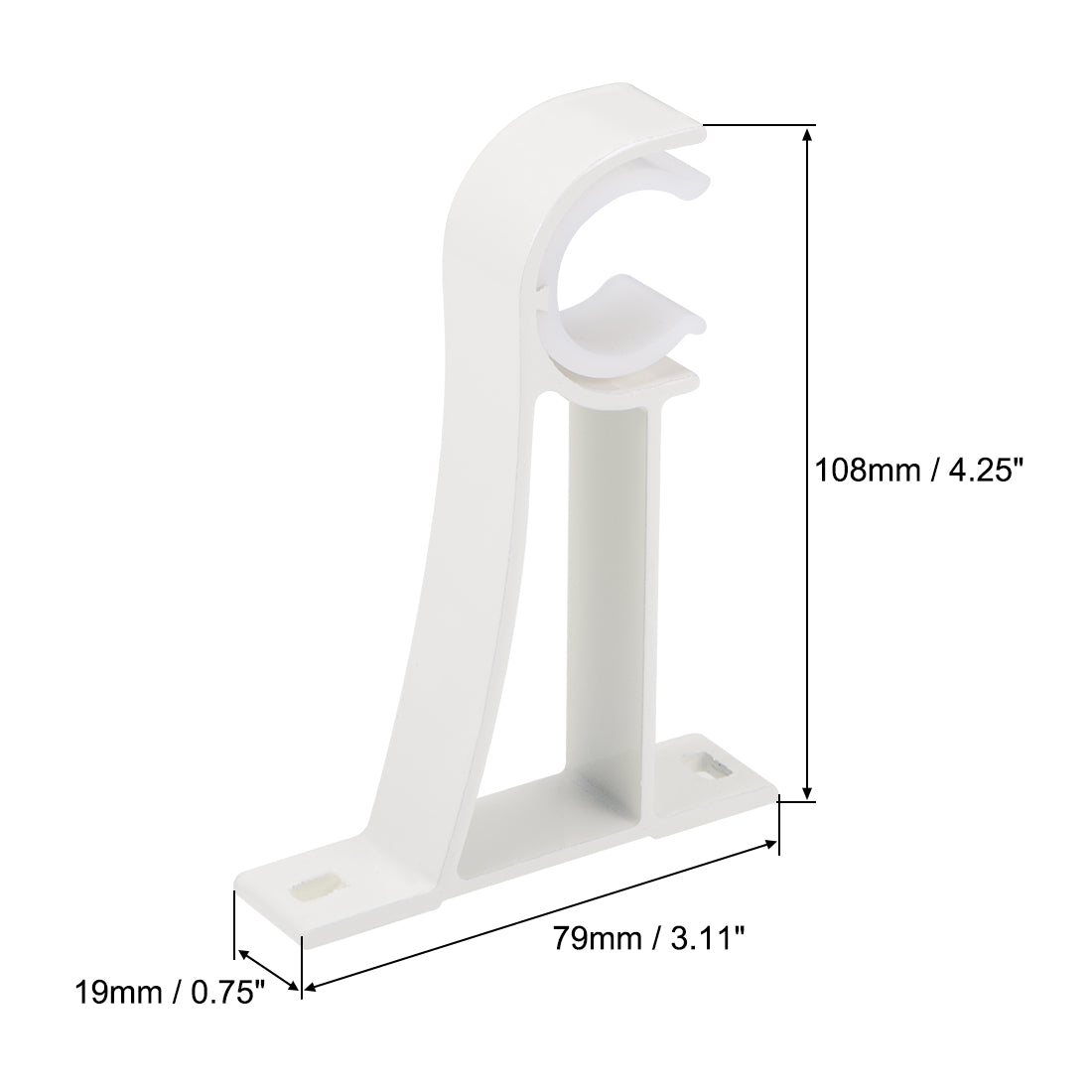 uxcell Uxcell Curtain Rod Bracket Aluminum Alloy Single Holder Support for 24mm Drapery Rod, 108 x 80 x 19mm Beige