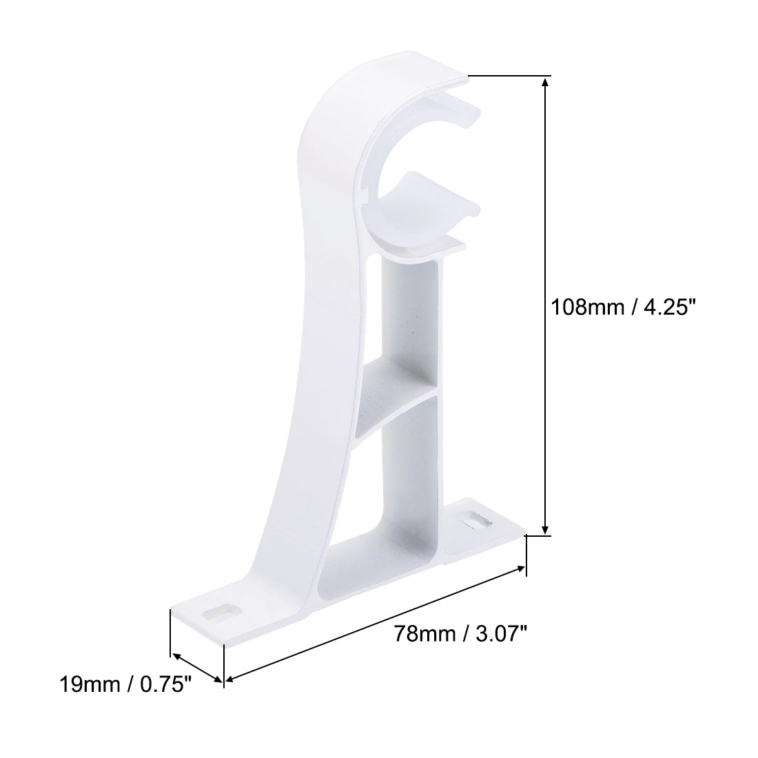 uxcell Uxcell Curtain Rod Bracket Aluminum Alloy Single Holder Support for 24mm Drapery Rod, 108 x 78 x 19mm White 6Pcs