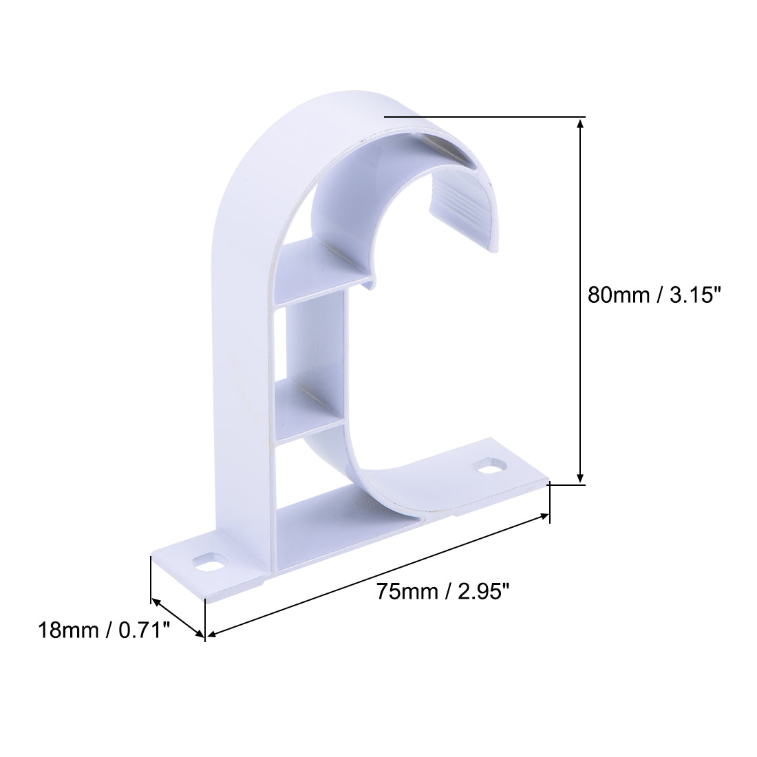 uxcell Uxcell Curtain Rod Bracket Aluminum Alloy Single Holder Support for 25mm Drapery Rod 80 x 75 x 18mm White 6Pcs