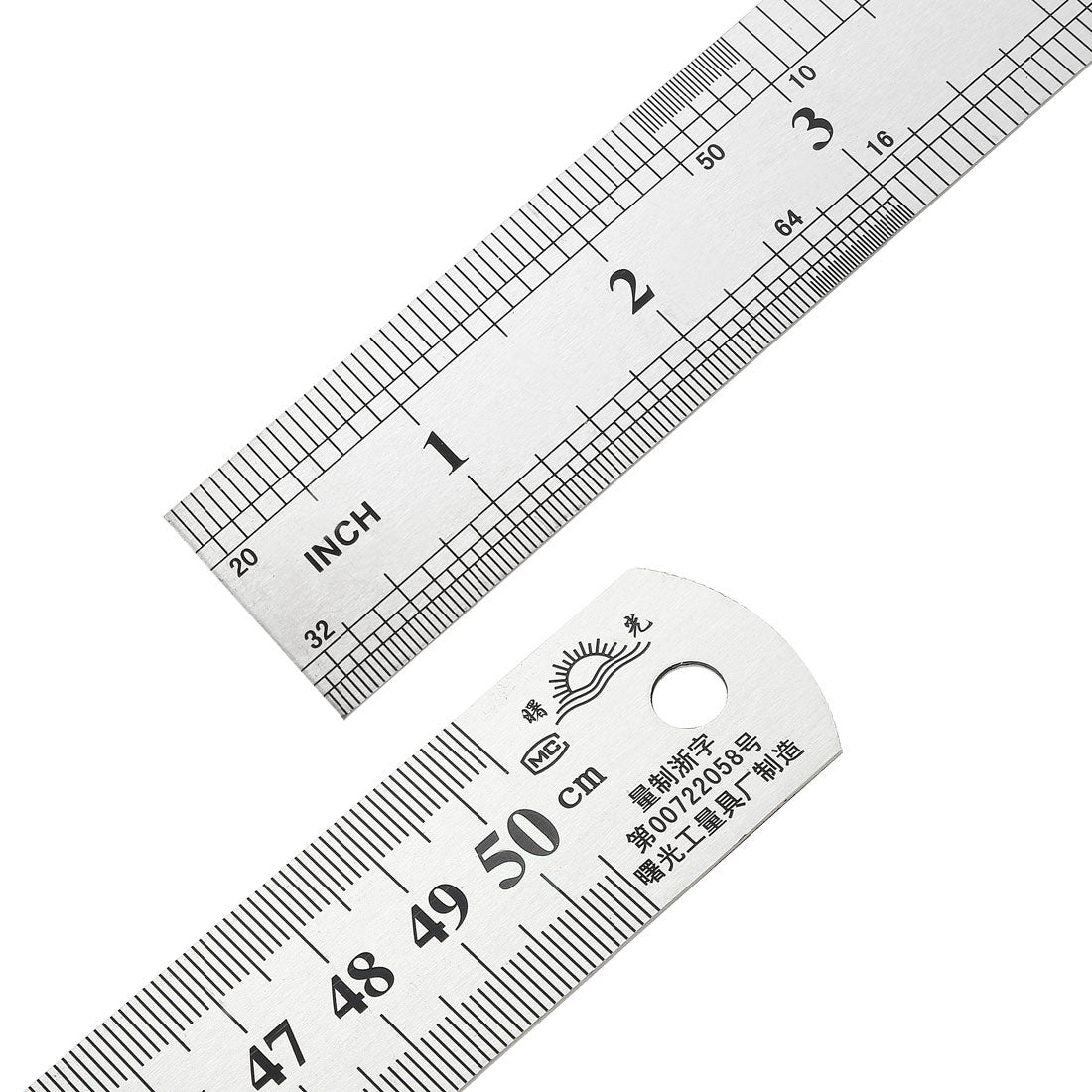 uxcell Uxcell Straight Ruler 500mm 20 Inch Metric Stainless Steel Measuring Tool with Hanging Hole
