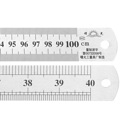Harfington Uxcell Straight Ruler 1m 40 Inch Metric / Imperial Egde Scale Stainless Steel Ruler 100cm Measuring Tool 1mm Precision