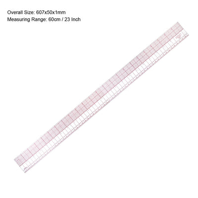 Harfington Uxcell Beveled Ruler 60cm 23 Inch Plastic Transparent B97 Sewing Tool