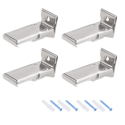 Harfington Uxcell Curtain Rod Bracket Stainless Steel Drapery Track Holder for 20mm Rail Mounted on Wall 4 Pcs