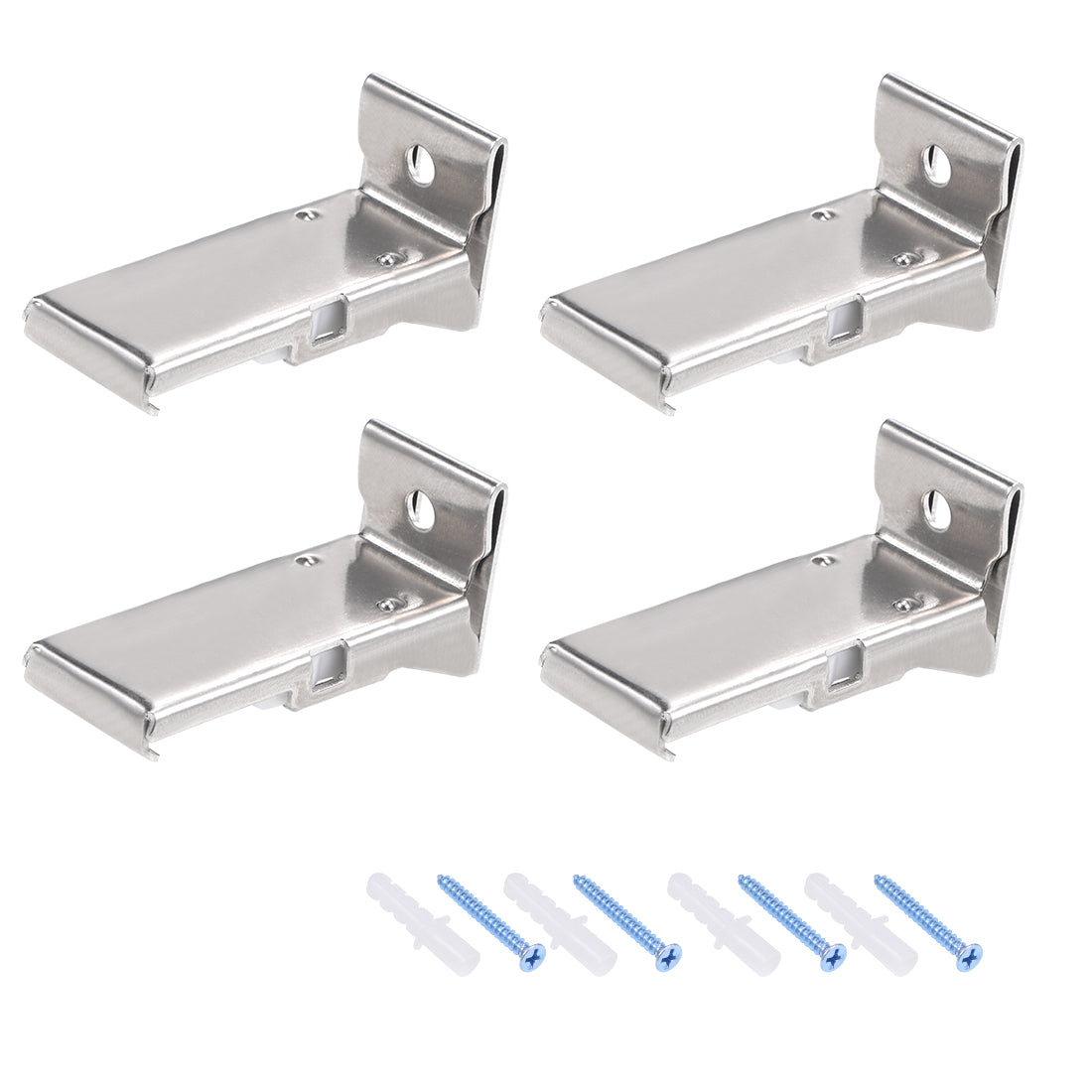 uxcell Uxcell Curtain Rod Bracket Stainless Steel Drapery Track Holder for 20mm Rail Mounted on Wall 4 Pcs