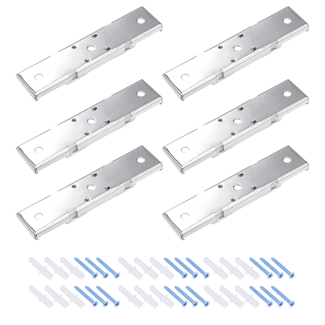 uxcell Uxcell Curtain Rod Bracket Double Stainless Steel Drapery Track Holder for 20mm Rail Top Mounted on Ceiling 6 Pcs