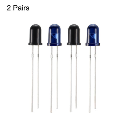 Harfington Uxcell 4pcs 5mm 940nm LEDs Infrared Emitter and IR Receiver Diode DC 1.2V