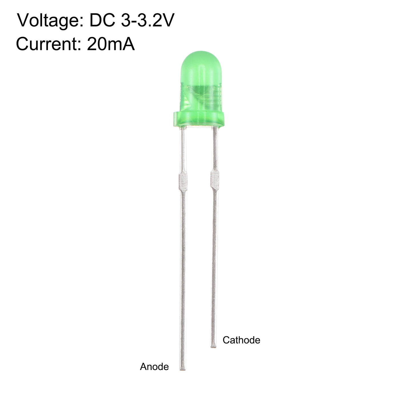 uxcell Uxcell 20pcs 3mm Infrared Emitter Diodes DC 3-3.2V 20mA LED IR Emitting Green Head