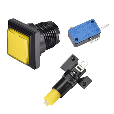Harfington Uxcell Game Push Button Square Illuminated Push Button Switch with Micro switch