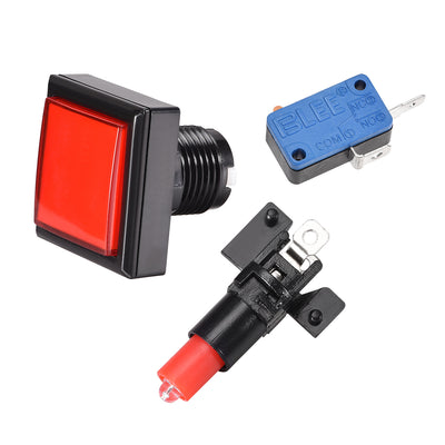 Harfington Uxcell Game Push Button Square LED Illuminated Push Button Switch with Micro switch for Arcade Video