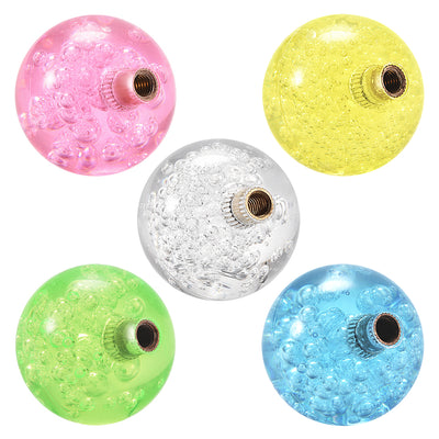 Harfington Uxcell Joystick Ball Top Handle Rocker Round Head Arcade Fighting Game DIY Parts Replacement Crystal Pink Yellow Blue Green White 5Pcs