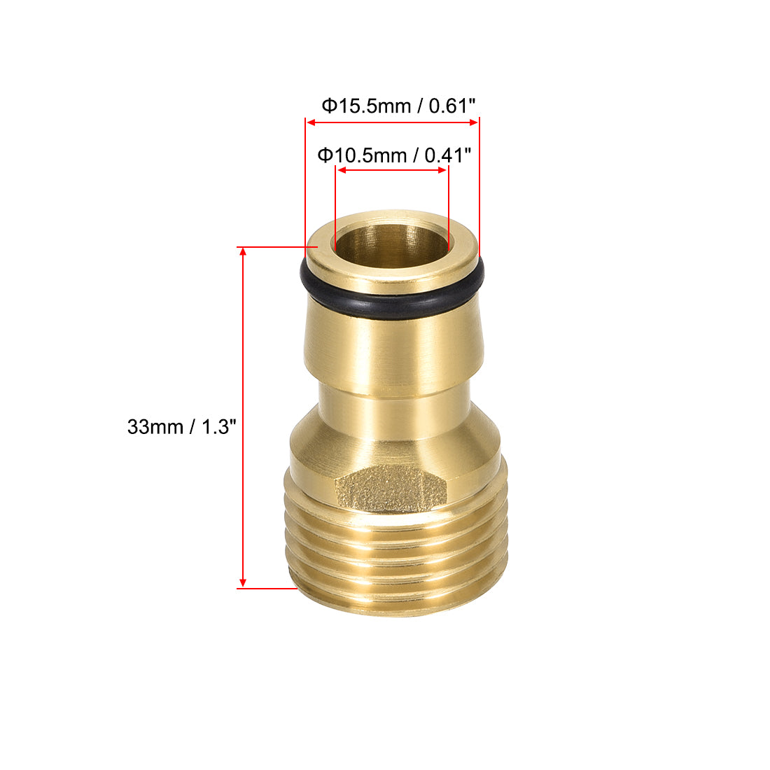 uxcell Uxcell Brass Faucet Tap Quick Connector G1/2 Male Thread Hose Pipe Socket Adapter 2pcs