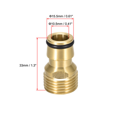 Harfington Uxcell Brass Faucet Tap Quick Connector G1/2 Male Thread Hose Pipe Socket Adapter 2pcs