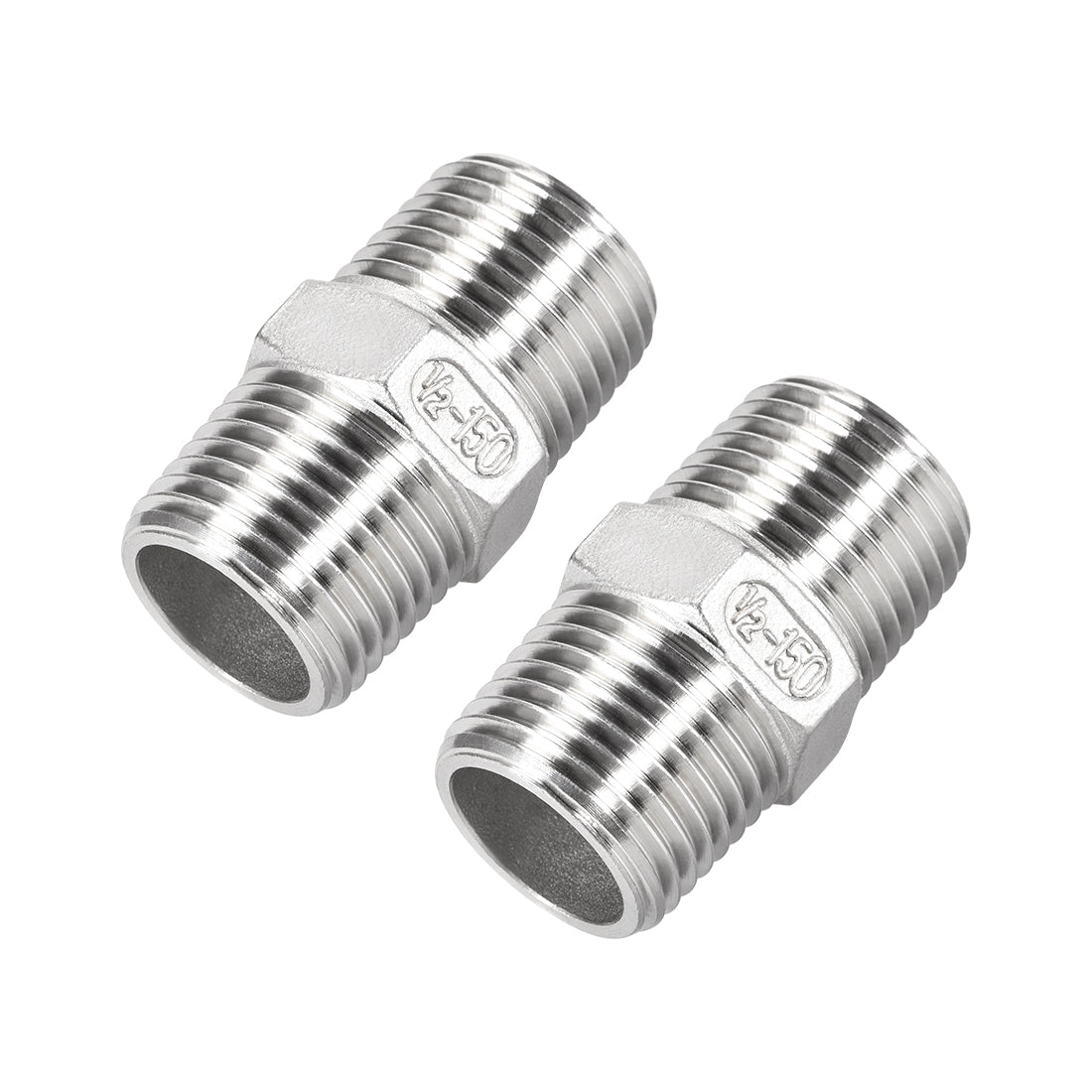 uxcell Uxcell Stainless Steel 304 Cast Pipe Fittings Coupling 1/2 x 1/2 G Male 2pcs