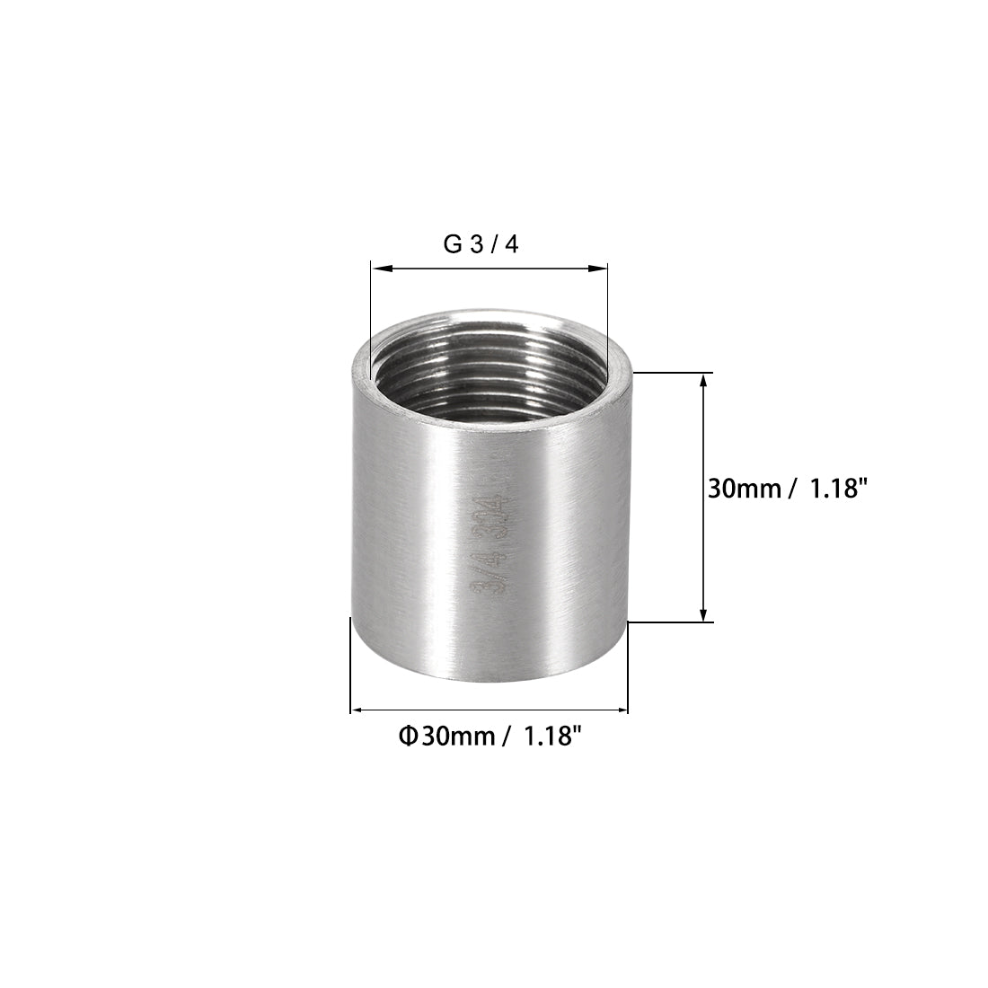 uxcell Uxcell Stainless Steel 304 Cast Pipe Fittings Coupling 3/4 x 3/4 G Female 3pcs