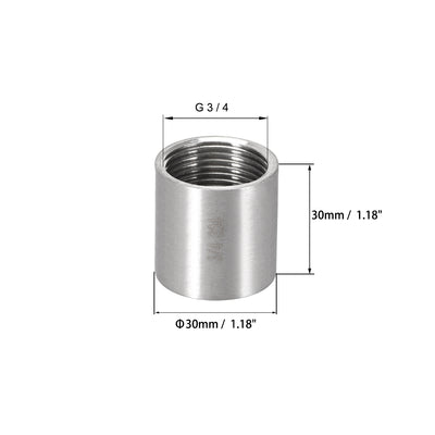 Harfington Uxcell Stainless Steel 304 Cast Pipe Fittings Coupling 3/4 x 3/4 G Female 3pcs