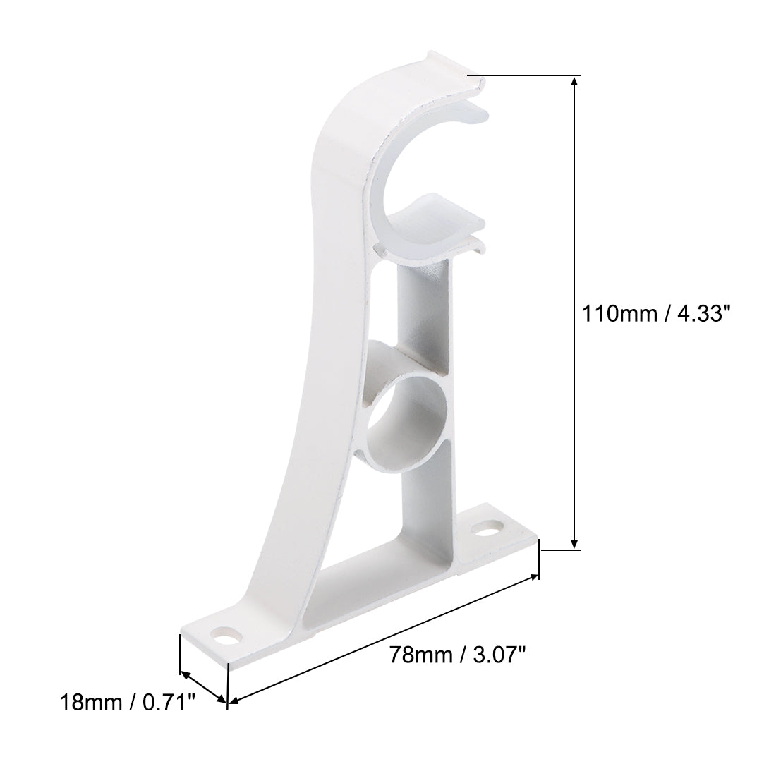 uxcell Uxcell Curtain Rod Bracket Aluminum Alloy Single Holder Support for 25mm Drapery Rod 110 x 78 x 18mm White