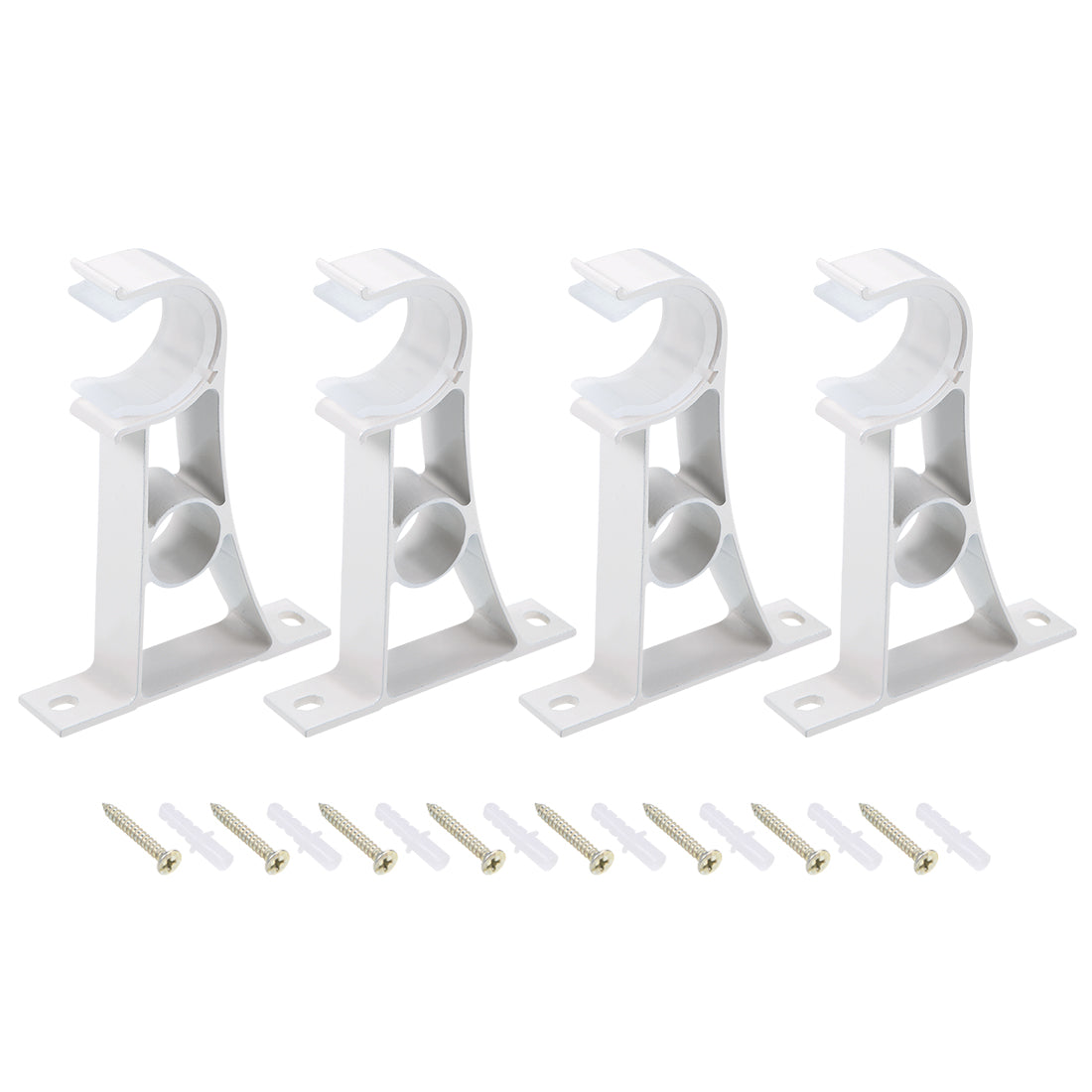 uxcell Uxcell Curtain Rod Bracket Aluminum Alloy Single Holder Support for 25mm Drapery Rod 110 x 78 x 18mm White 4Pcs