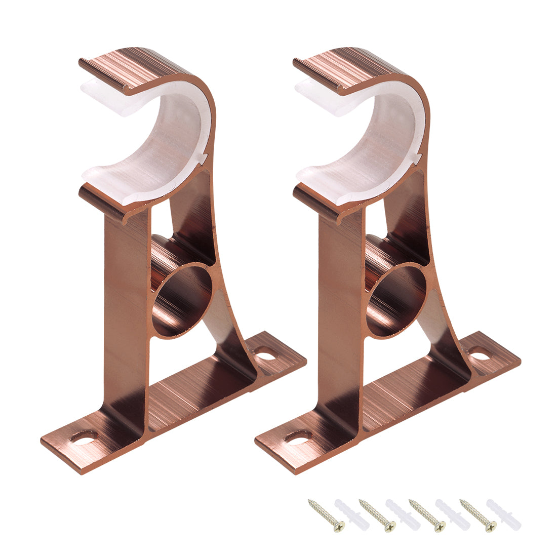 uxcell Uxcell Curtain Rod Bracket Aluminum Alloy Single Holder Support for 25mm Drapery Rod 110 x 78 x 18mm Copper Tone 2Pcs