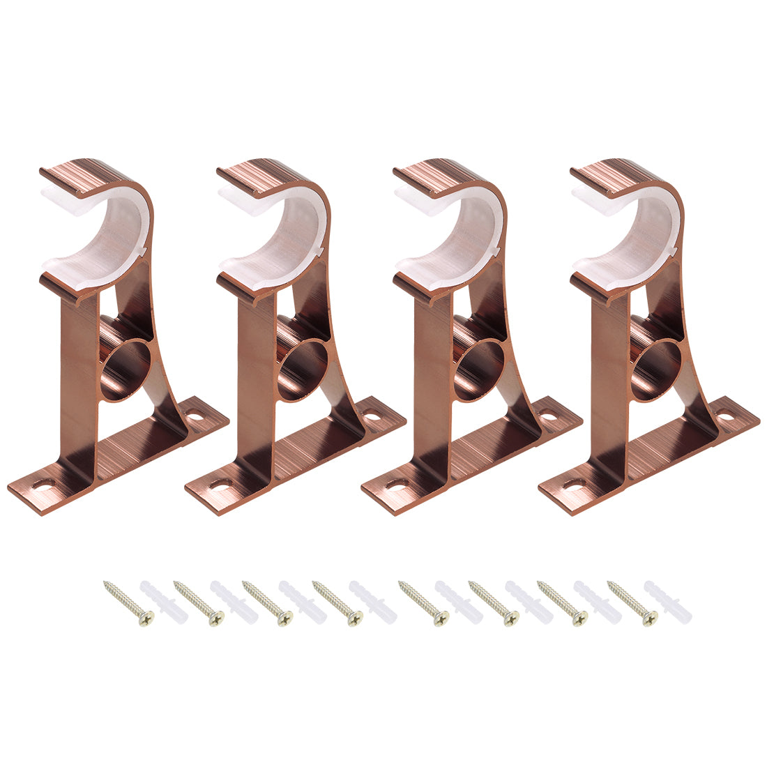 uxcell Uxcell Curtain Rod Bracket Aluminum Alloy Single Holder Support for 25mm Drapery Rod 110 x 78 x 18mm Copper Tone 4Pcs