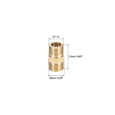 Harfington Uxcell Brass Pipe Fitting Connector Straight Hex Nipple Coupler 1/8 x 1/8 G Male Thread Hose Fittings Gold Tone 6pcs