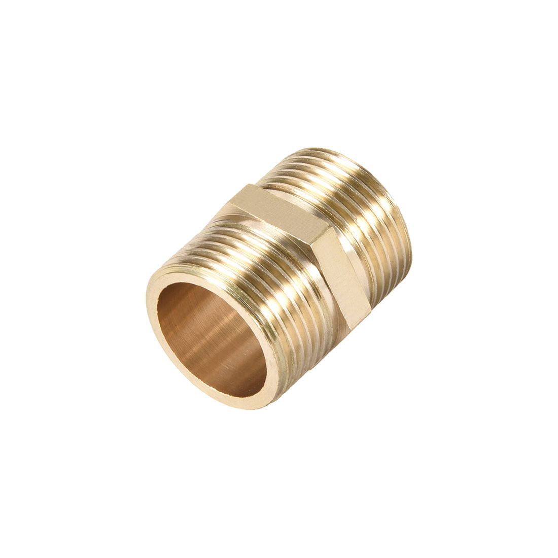 uxcell Uxcell Brass Pipe Fitting Connector Straight Hex Nipple Coupler 3/4 x 3/4 G Male Thread Hose Fittings Gold Tone