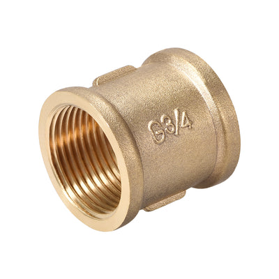 Harfington Uxcell Brass Cast Pipe Fittings Coupling 3/4 x 3/4 G Female Thread Gold Tone