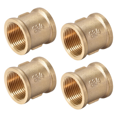 Harfington Uxcell Brass Cast Pipe Fittings Coupling 3/4 x 3/4 G Female Thread Gold Tone 4pcs