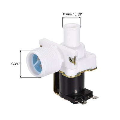 Harfington Uxcell DC12V G3/4 Thread 15mm Barb Plastic Water Electric Solenoid Valve Normally Closed N/C Pressure Water Inlet Flow Switch Electromagnetic Valve