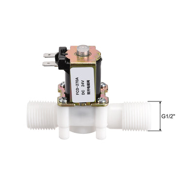 Harfington Uxcell DC24V G1/2 Plastic Water Electric Solenoid Valve Normally Open N/O Pressure Water Inlet Flow Switch