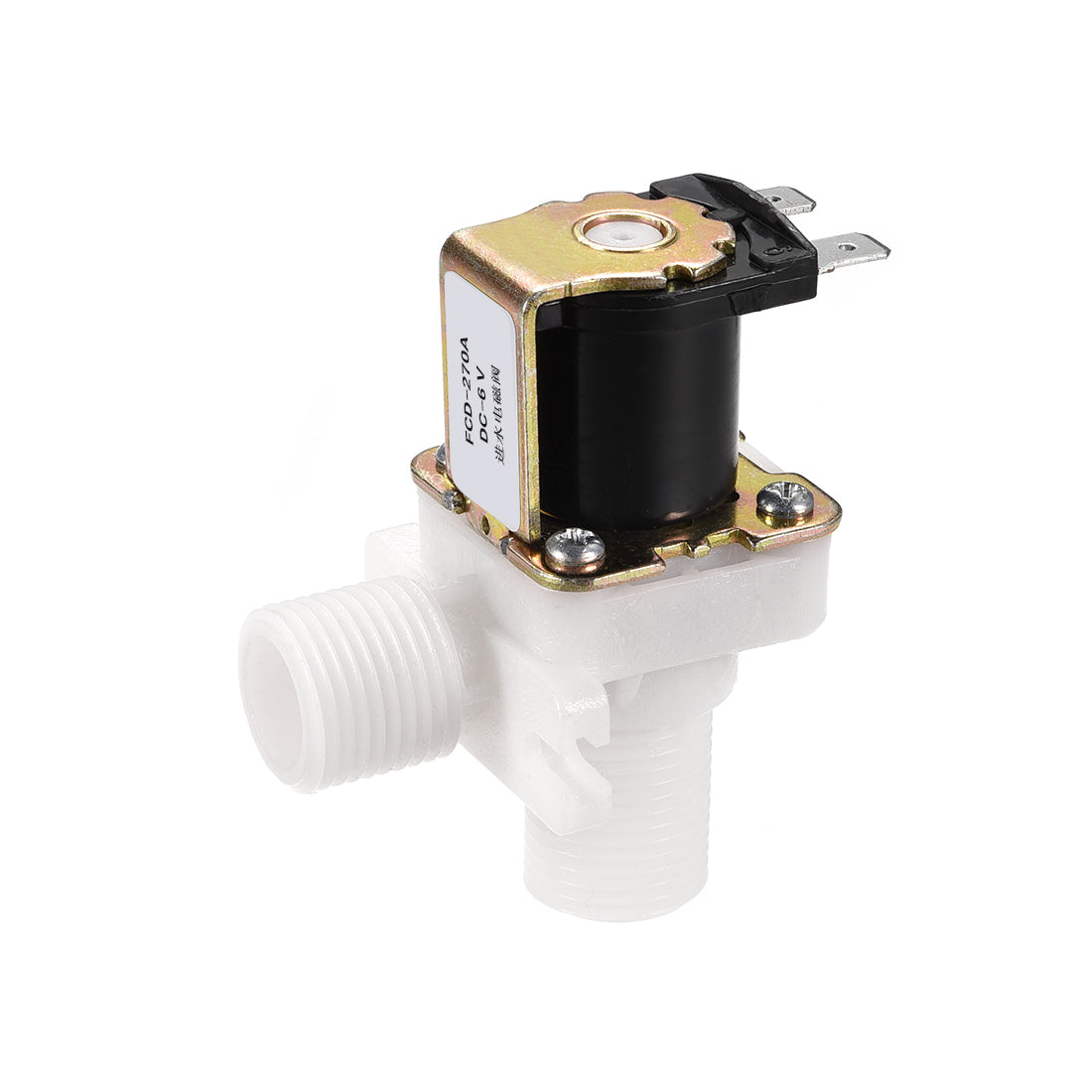 uxcell Uxcell DC6V G1/2 Male Thread Plastic Water Electric Solenoid Valve Normally Closed N/C Pressure Water Inlet Flow Switch
