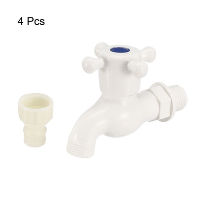 Harfington Uxcell Plastic Water Tap Faucet Cross Handle with Single Spout G1/2 Male Thread 4pcs