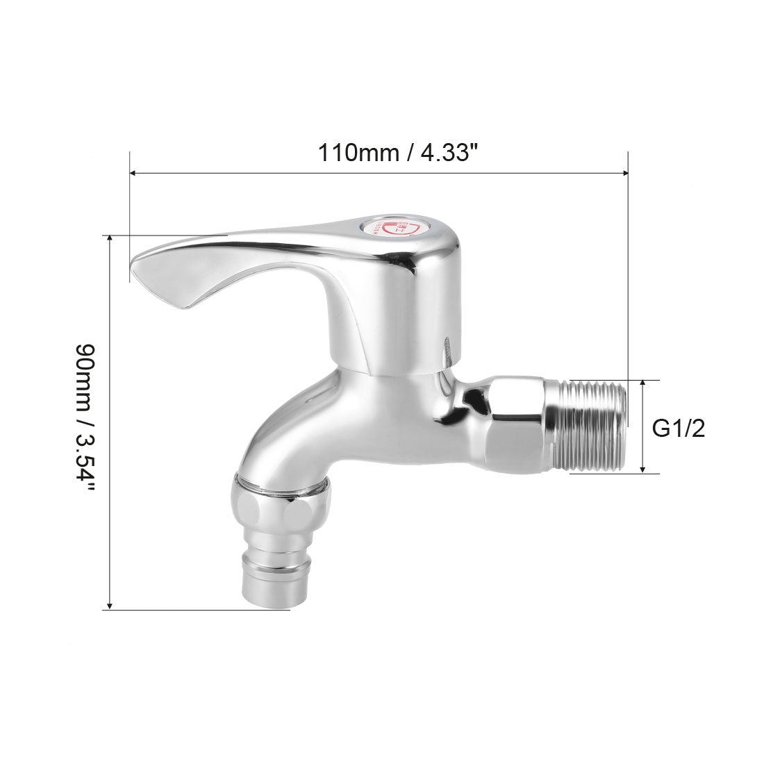 uxcell Uxcell Brass Water Tap Faucet Chrome Plating Wall Mounted with Single Spout G1/2 Male Thread