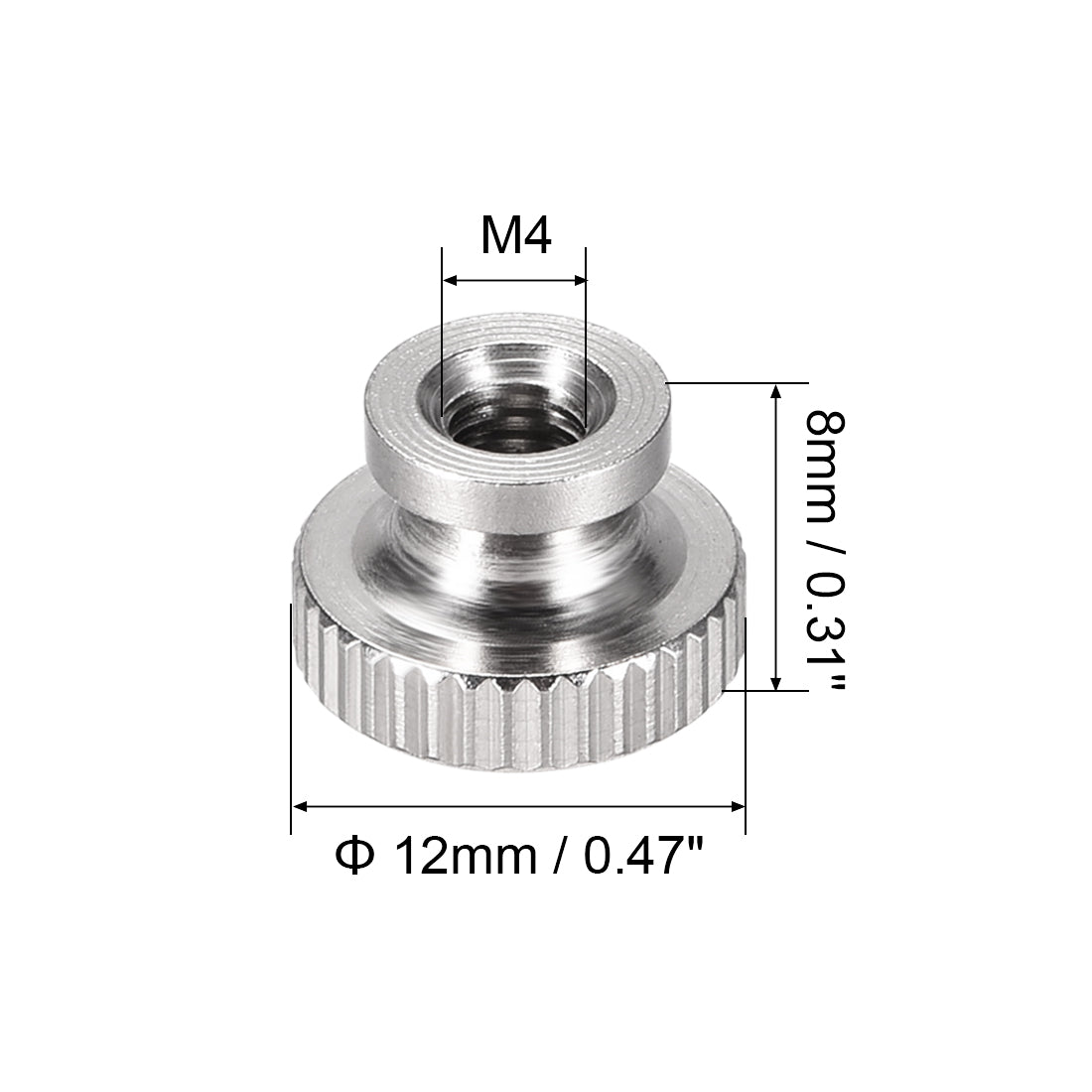 uxcell Uxcell Knurled Thumb Nuts, 6Pcs M4 304 Stainless Steel Round Knobs for 3D Printer Parts