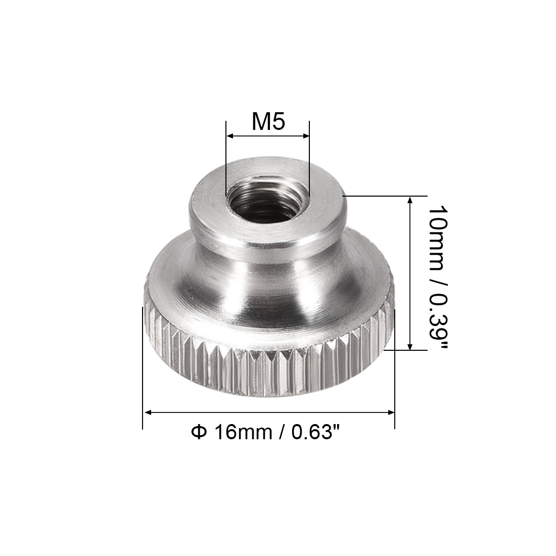 uxcell Uxcell Knurled Thumb Nuts, 6Pcs M5 304 Stainless Steel Round Knobs for 3D Printer Parts