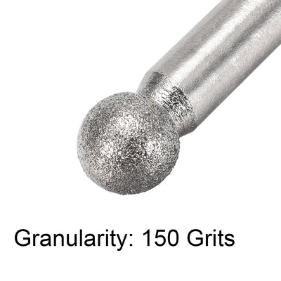 Harfington Uxcell Diamond Burrs Grinding Drill Bits for Carving Rotary Tool 1/4-Inch Shank 8mm Sphere 150 Grit 10 Pcs