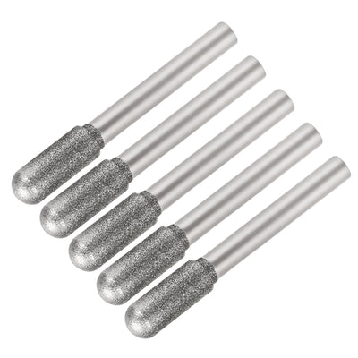 Harfington Uxcell Diamond Burrs Grinding Drill Bits for Carving Rotary Tool 1/4-Inch Shank 10mm Cylindrical Ball Nose 150 Grit 5 Pcs