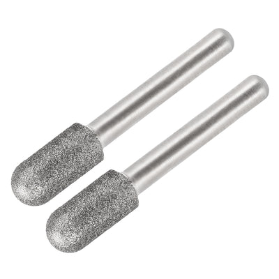 Harfington Uxcell Diamond Burrs Grinding Drill Bits for Carving Rotary Tool 1/4-Inch Shank 10mm Cylindrical Ball Nose 150 Grit 2 Pcs