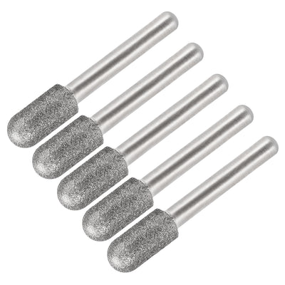 Harfington Uxcell Diamond Burrs Grinding Drill Bits for Carving Rotary Tool 1/4-Inch Shank 10mm Cylindrical Ball Nose 150 Grit 5 Pcs