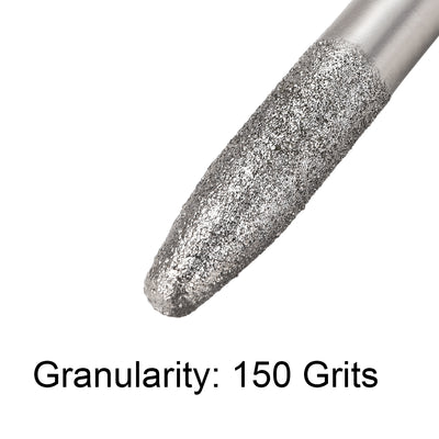 Harfington Uxcell Diamond Burrs Grinding Drill Bits for Carving Rotary Tool 1/4-Inch Shank 8mm Tapered 150 Grit 5 Pcs