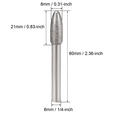 Harfington Uxcell Diamond Burrs Grinding Drill Bits for Carving Rotary Tool 1/4-Inch Shank 8mm Tapered 150 Grit 5 Pcs