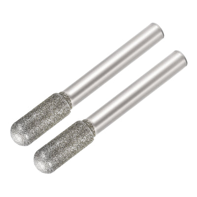 Harfington Uxcell Diamond Burrs Grinding Drill Bits for Carving Rotary Tool 1/4-Inch Shank 6mm Cylindrical Ball Nose 120 Grit 2 Pcs