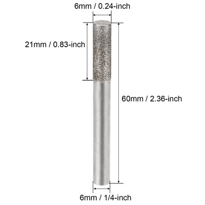 Harfington Uxcell Diamond Burrs Grinding Drill Bits for Carving Rotary Tool 1/4-Inch Shank 10mm Cylindrical 120 Grit 2 Pcs