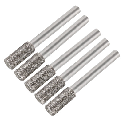 Harfington Uxcell Diamond Burrs Bits Grinding Drill Carving Rotary Tool for Glass Stone Ceramic 120 Grit 1/4" Shank 8mm Cylinder 5 Pcs