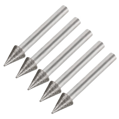 uxcell Uxcell Diamond Burrs Grinding Drill Bits for Carving Rotary Tool 1/4-Inch Shank 10mm Conial 120 Grit 5 Pcs