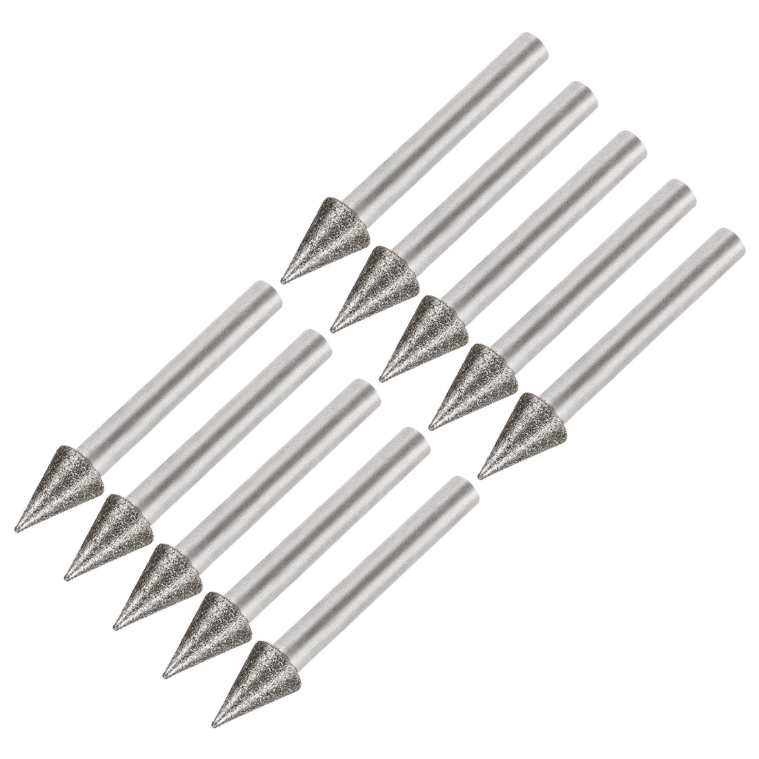 uxcell Uxcell Diamond Burrs Grinding Drill Bits for Carving Rotary Tool 1/4-Inch Shank 10mm Conial 120 Grit 10 Pcs