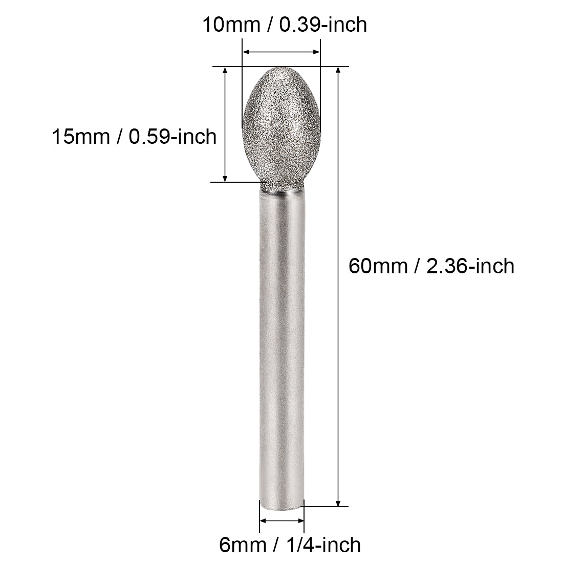 uxcell Uxcell Diamond Burrs Grinding Drill Bits for Carving Rotary Tool 1/4-Inch Shank 10mm Torch-shaped 120 Grit 5 Pcs